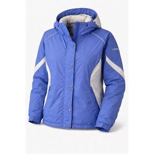 Columbia Women's 1X Blue White Ski Jacket Insulated Winter Coat